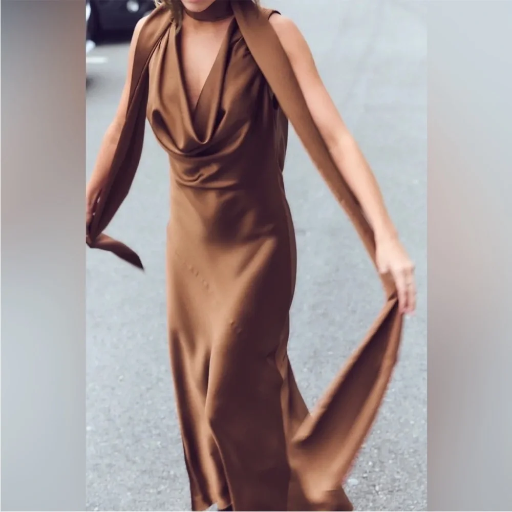 NWT Zara dress gown scarf satin neck
🚨FIRM PRICE NO DISCOUNT ON THIS DRESS - Picture 13 of 13